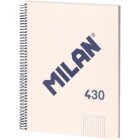 Cuaderno de espiral A4 tapa dura Beige, cuadrícula 5x5mm, microperforado, serie 1918, 57143E80BG MILAN, 80 hojas