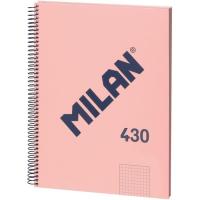 Cuaderno de espiral A4 tapa dura Rosa, cuadrícula 5x5mm, microperforado, serie 1918, 57143E80P MILAN, 80 hojas