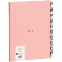 Cuaderno de espiral A4 tapa dura Rosa, cuadrícula 5x5mm, microperforado, serie 1918, 57143E80P MILAN, 80 hojas