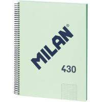 Cuaderno de espiral A4 tapa dura Verde, cuadrícula 5x5mm, microperforado, serie 1918, 57143E80GR MILAN, 80 hojas