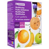 Bolsita de frutas con galleta EROSKI, pack 4x100 g