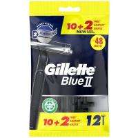 Máquina afeitar desechable Blue II fija GILLETTE, bolsa 10+2 uds