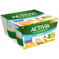 Yogur triple zero melocotón ACTIVIA, pack 4x120 g