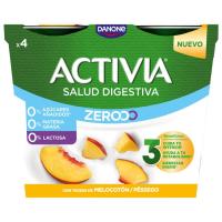 Yogur triple zero melocotón ACTIVIA, pack 4x120 g