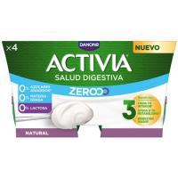 Yogur triple zero natural ACTIVIA, pack 4x120 g