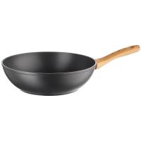 Wok de aluminio Foret con mango amaderado, antiadherente, apto para todo tipo de cocinas INOXIBAR, Ø28 cm