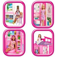 Barbie con apartamento 4 estancias, 4 áreas de juego, edad rec: +3 años BARBIE