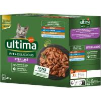 Alimento húmedo atún, pollo gato esterilizado ULTIMA, caja 680 g