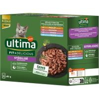 Alimento húmedo salmón gato esterrilizado ULTIMA, caja 680 g