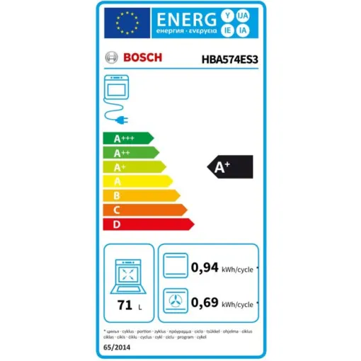 Horno multifunción 71litros con limpieza por Pirólisis y Aqualisis HBA574ES3 BOSCH