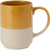 Taza alta en gres amarilla y beige, 500 ml KASA, Ø9x12 cm