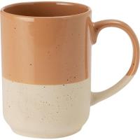 Taza alta en gres rosa y beige, 500 ml KASA, Ø9x12 cm