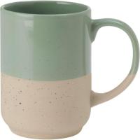 Taza alta en gres verde y beige, 500 ml KASA, Ø9x12 cm