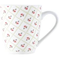 Taza de porcelana blanca con flores rosas, 360 ml KASA, Ø8,5x9,8 cm