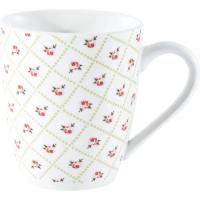 Taza de porcelana blanca con flores rosas, 360 ml KASA, Ø8,5x9,8 cm