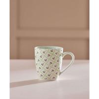 Taza de porcelana blanca con flores rosas, 360 ml KASA, Ø8,5x9,8 cm