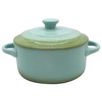 Cocotte verde para horno, grés KASA, 10,3x13,8x19 cm