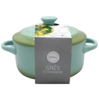 Cocotte verde para horno, grés KASA, 10,3x13,8x19 cm