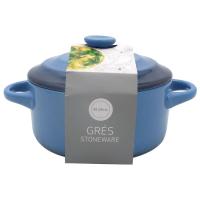 Cocotte azul para horno, grés KASA, 10,3x13,8x19 cm