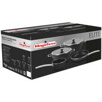 Batería de cocina Elite gris, acero, apta para todo tipo de cocinas MAGEFESA, 4 piezas y 2 tapas