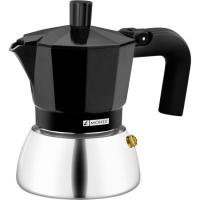 Cafetera Italiana negra Induction inox, tecnologia Bi-clad, mango termoresistente, apta para todo tipo de cocinas MONIX, 3 tazas