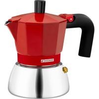 Cafetera Italiana roja Induction inox, tecnologia Bi-clad, mango termoresistente, apta para todo tipo de cocinas MONIX, 3 tazas