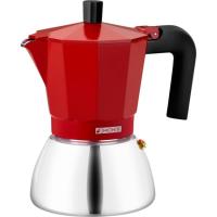 Cafetera Italiana roja Induction inox, tecnologia Bi-clad, mango termoresistente, apta para todo tipo de cocinas MONIX, 6 tazas