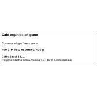 Café en grano orgánico natural BAQUE, paquete 400 g