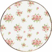 Plato de madera blanco con flores, redondo KASA, Ø38 cm