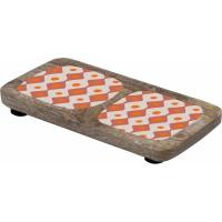 Tabla de cocina con 2 divisiones, madera, diseño naranja KASA, 10x20x2 cm