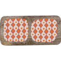 Tabla de cocina con 2 divisiones, madera, diseño naranja KASA, 10x20x2 cm