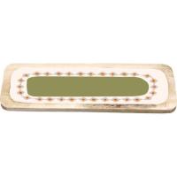 Fuente de madera verde con borde beige, rectangular KASA, 11x31x2,5 cm