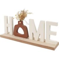 Adorno letra Home en madera con flores secas KASA, 20x30x7 cm