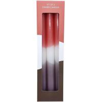 Velas de candelabro en granate, blanco y verde, 26 cm KASA, pack 6 uds