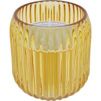 Vela en vaso de vidrio amarillo ribeteado KASA, Ø8,2x8,3 cm