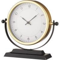 Reloj de mesa dorado con base negra KASA, Ø21x8 cm