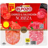 Chorizo + salchichón Nobleza ELPOZO, pack 2x70 g