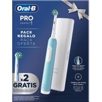 Cepillo Eléctrico Pro1, Turquesa, estuche viaje, 2 recambios ORAL B