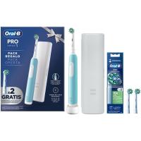 Cepillo Eléctrico Pro1, Turquesa, estuche viaje, 2 recambios ORAL B