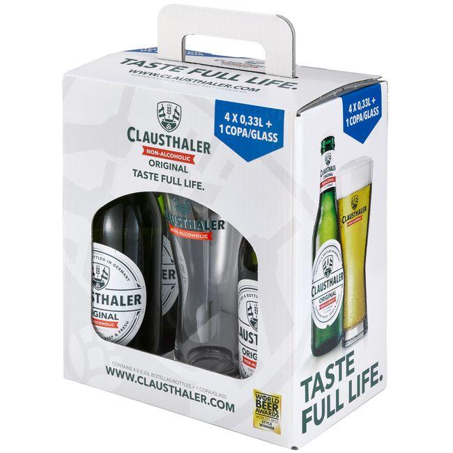 precios Cerveza Clausthaler, Pack 4X33 Cl + Vaso en Eroski