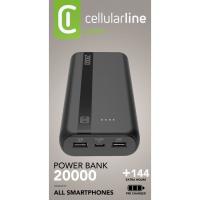 Batería externa negra, PowerbanK 20000 mAH, PBENTRY20000K CELLULAR LINE