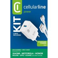 Kit: Cargador de red 18W y cable USB a USB-C de 100 cm, blanco CELLULAR LINE