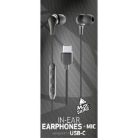 CELLULAR LINE In Ear Music Sound botoi entzungailu beltzak, mikrofonoa, USB-C