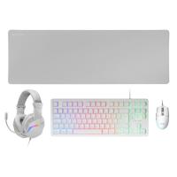 Teclado con ratón, alfombrilla y auriculares, blanco, iluminación FRGB, MCP-RGB3