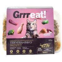 Alimento de ternera y pavo para gato GRRREAT, bandeja 400 g