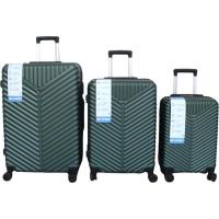 Trolley grande verde, ABS, cierre combinación, 4 ruedas, 240 AR, 48x33x76 cm