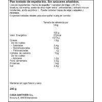 Pan grille integral espelta bio SANTIVERI, paquete 240 g