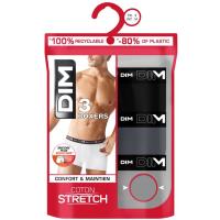 Bóxer hombre algodón elástico, gris/negro talla XL DIM, pack 3 uds
