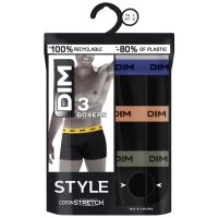 Bóxer hombre algodón elástico, negro cinturilla azulon/naranja/gris talla S DIM, pack 3 uds