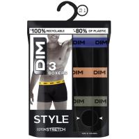 Bóxer hombre algodón elástico, negro cinturilla azulon/naranja/gris talla M DIM, pack 3 uds
